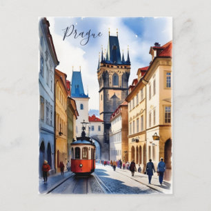 Postal arte de acuarela de Praga