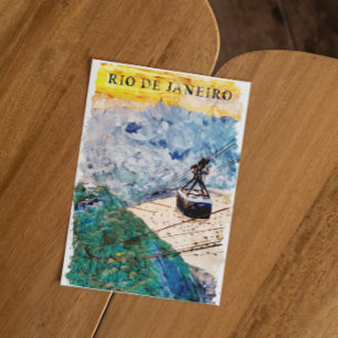Postal Arte de acuarela de Río de Janeiro Brasil