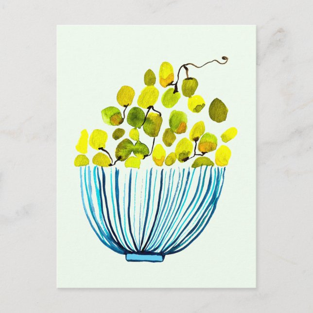 Postal arte de acuarela de uvas fruta (Anverso)