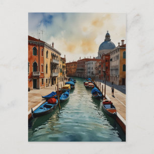 Postal arte de acuarela de Venecia