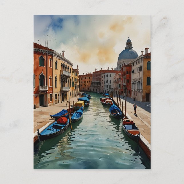 Postal arte de acuarela de Venecia (Anverso)