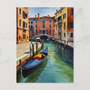 Postal arte de acuarela de Venecia