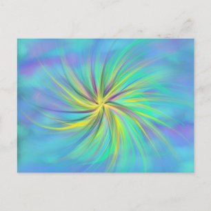 Postal Arte de adoración amarillo azul acua púrpura sept 