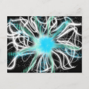 Postal Arte de adoración Aqua Blanco Azul sobre Negro Oct