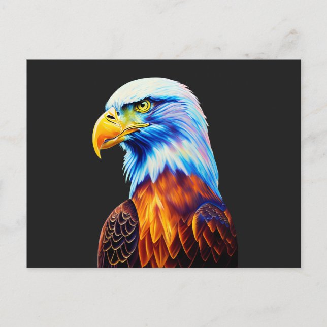 Postal Arte de águila calva colorido (Anverso)