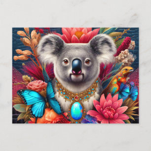 Postal arte de ai con flores de australia de oso koala