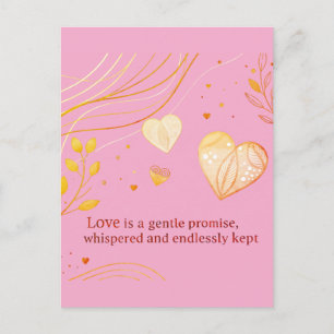 Postal Arte de Amor Corazón de Oro Elegante