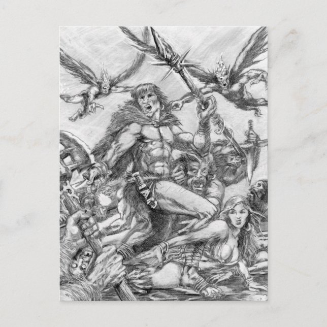 Postal Arte de apocalipsis bárbaro 001 (Anverso)