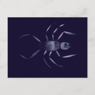Postal Arte de araña morada espeluznante de Halloween