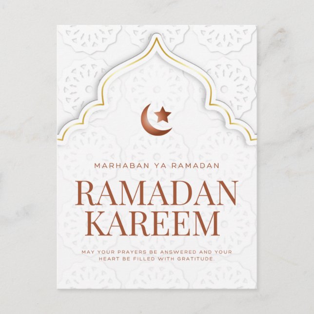 Postal Arte de Arco Islámico Ramadan Kareem (Anverso)