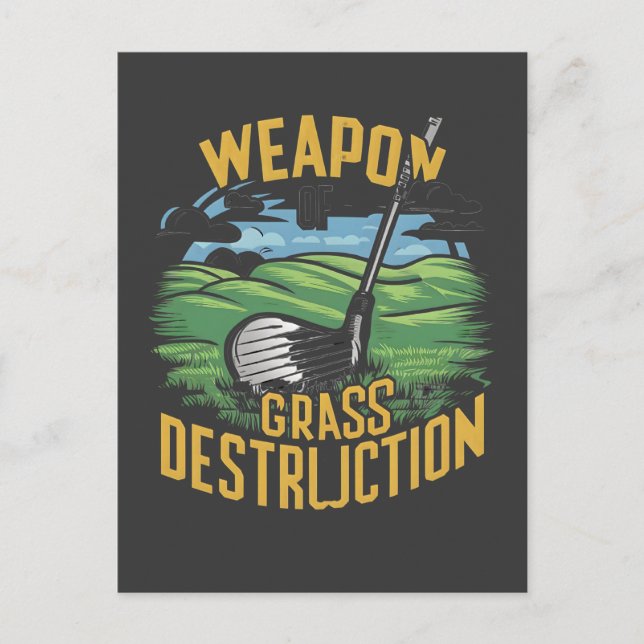 Postal Arte de Arma de Golf de Destrucción de Césped (Anverso)