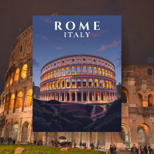 Postal Arte de arquitectura italiana del Coliseo de Roma 