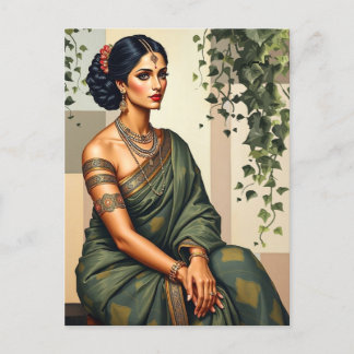 Postal Arte de arte de la mujer india
