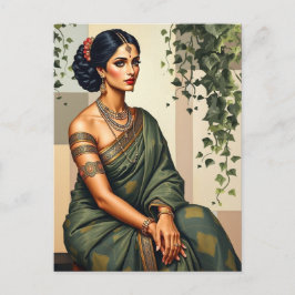 Postal Arte de arte de la mujer india