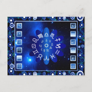 Postal Arte de Astrología de los Horóscopos Azules