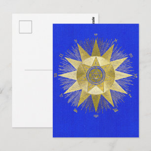 Postal Arte de Astrología de ráfaga de sol dorada mística