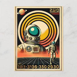 Postal Arte de aterrizaje de astronautas de la era espaci