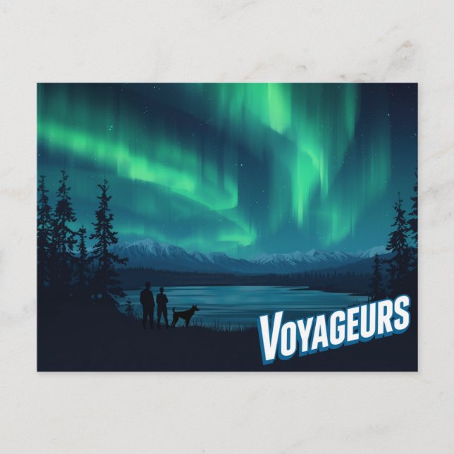 Postal Arte de Aurora Borealis de Voyageurs (Anverso)