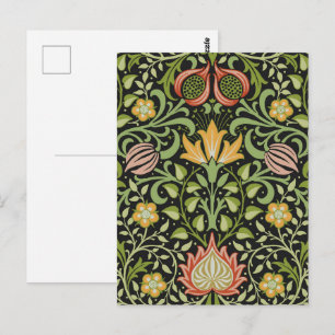 Postal Arte de azulejos florales persas negros de William