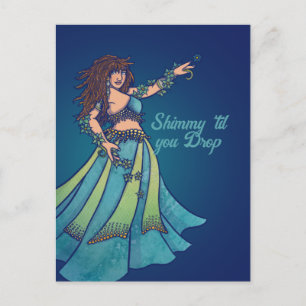 Postal Arte de Bailarina de Vientre Ruby Teal