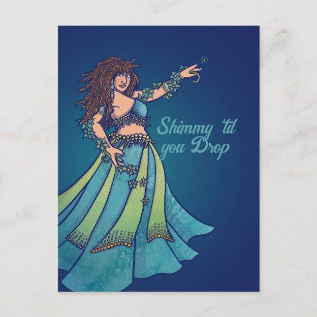Postal Arte de Bailarina de Vientre Ruby Teal  (Anverso)