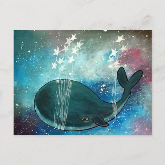 Postal Arte de ballenas Whimsical Postcard Cute Artwork (Anverso)