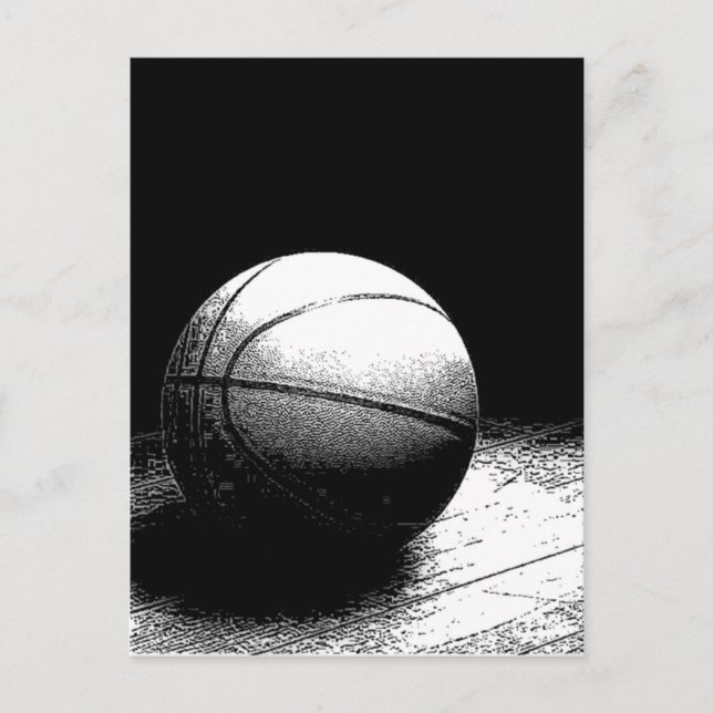 Postal Arte de baloncesto blanco negro (Anverso)