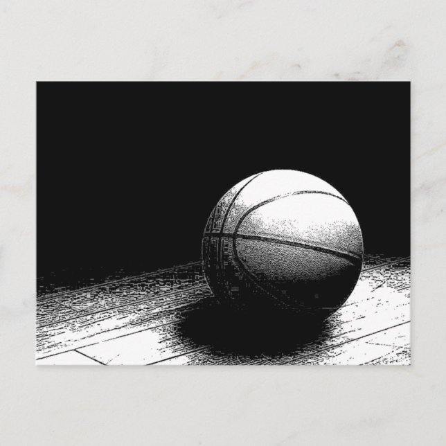 Postal Arte de baloncesto blanco negro (Anverso)
