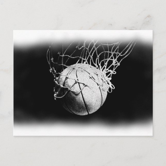 Postal Arte de baloncesto en blanco y negro (Anverso)