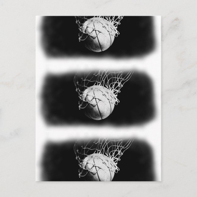 Postal Arte de baloncesto en blanco y negro (Anverso)