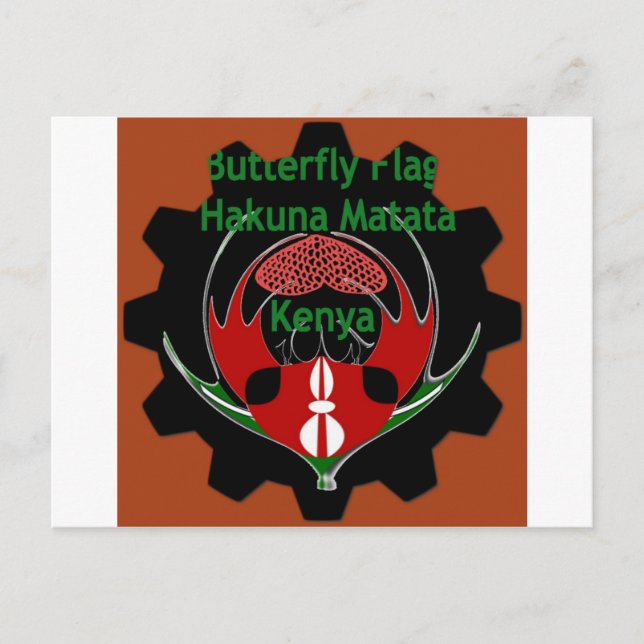 Postal Arte de Bandera de Mariposa de Kenia - Patriótico  (Anverso)