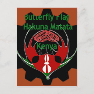 Postal Arte de Bandera de Mariposa de Kenia - Patriótico 