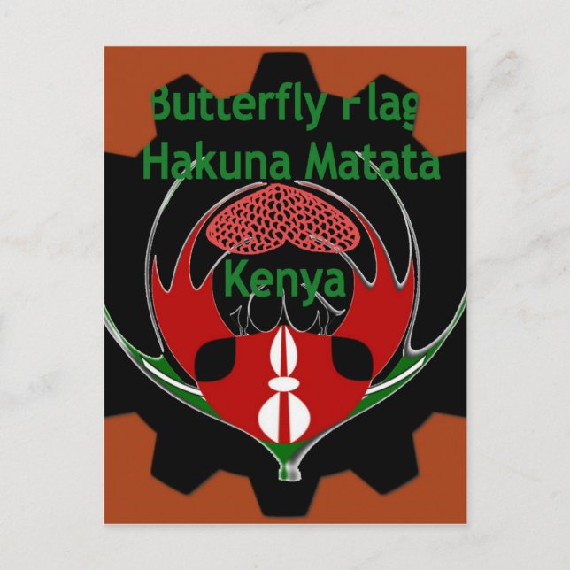 Postal Arte de Bandera de Mariposa de Kenia - Patriótico  (Anverso)