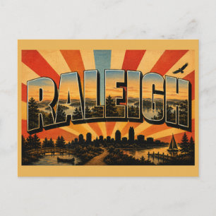 Postal Arte de bosque lago río Raleigh Carolina del Norte