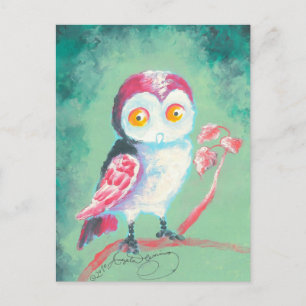 Postal Arte de búho pintado con dedos
