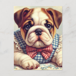 Postal Arte de Bulldog inglés de época