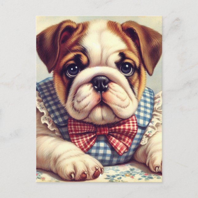 Postal Arte de Bulldog inglés de época (Anverso)