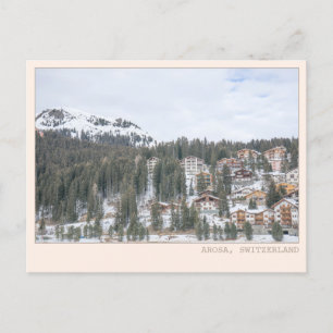 Postal Arte de cabaña en Arosa Suiza estación de esquí
