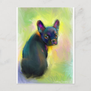 Postal Arte de cachorro de bulldog francés
