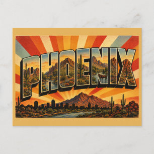 Postal Arte de Cactus de Montaña del Desierto de Phoenix