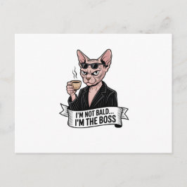 Postal Arte de café con gato Sphynx jefe