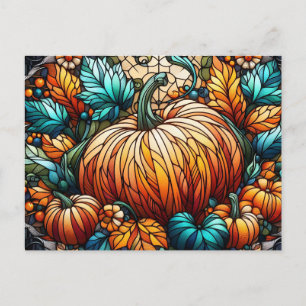 Postal Arte De Calabaza De Vidrio Manchado