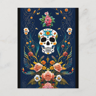 Postal Arte de calavera de azúcar - Celebrar la tradición