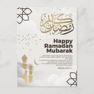 Postal Arte de Caligrafía Dorada Ramadan Mubarak
