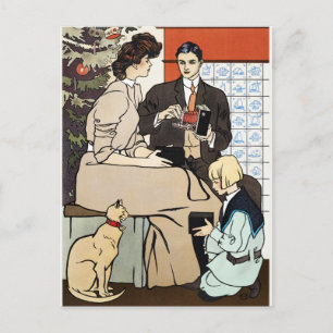 Postal Arte de cámara antigua familiar de Navidad victori
