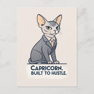 Postal Arte de Capricornio Zodiac Sphynx Gato Construido