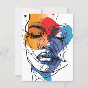 Postal Arte de Cara de Línea Fluida Abstracta