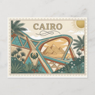 Postal Arte de cartel de viaje antiguo de El Cairo, Egipt