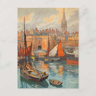 Postal Arte de cartel de viaje antiguo de Saint Malo, Fra