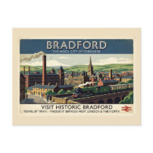Arte de cartel de viaje retro de Bradford Yorkshir
